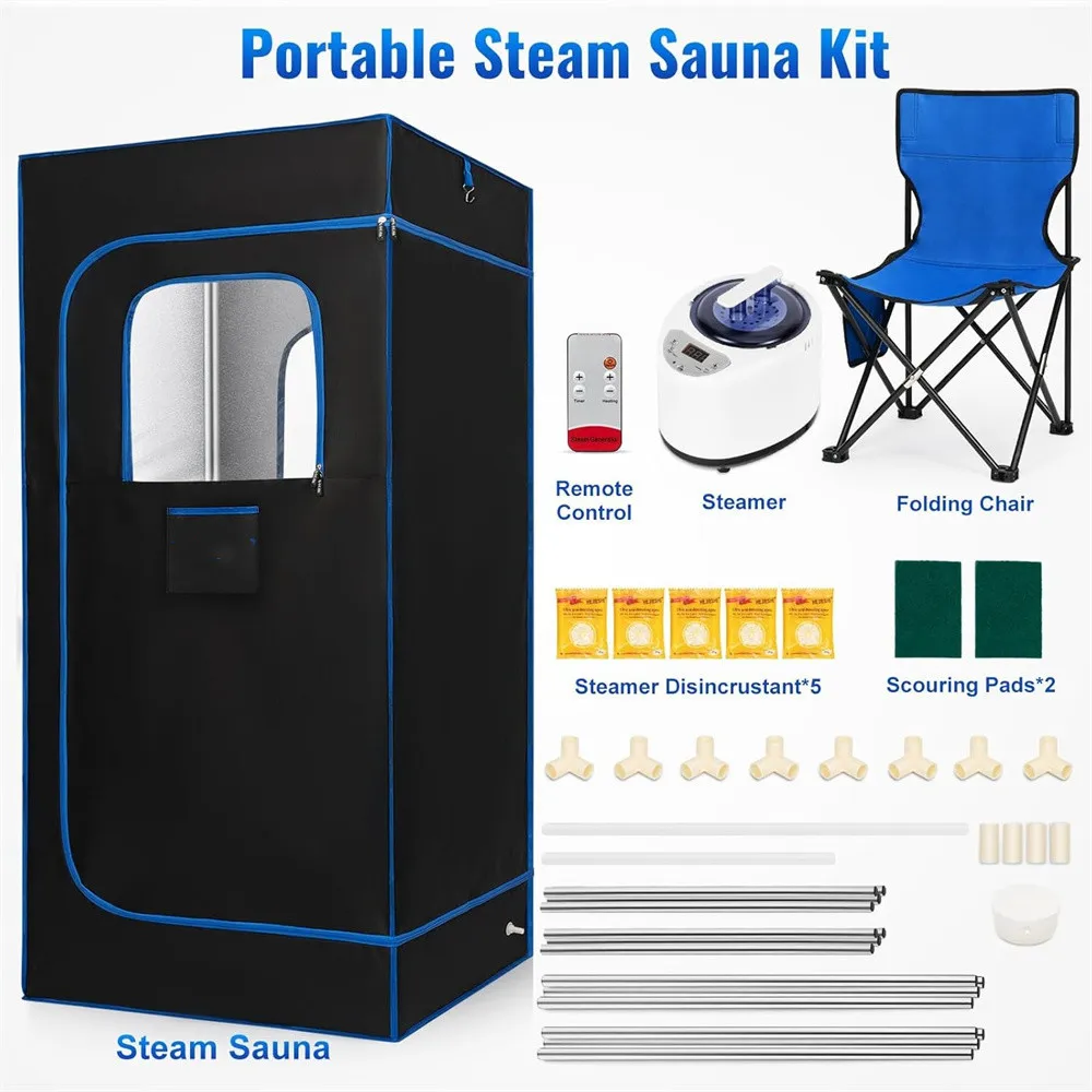 Indoor Sauna Kits 2.6L Steamer Personal Sauna Kit for Home Spa Easy Portability Portable Foldable Sauna Room
