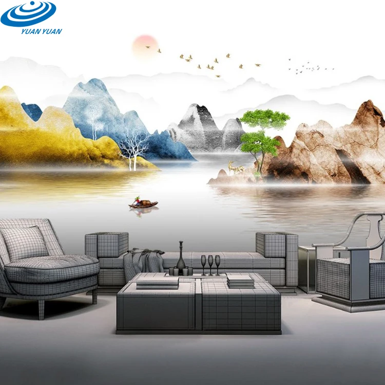 All Kinds Of Home Decorative Glittering Seamless Flocked Polyester Plain Printable Inkjet Wall Cloth