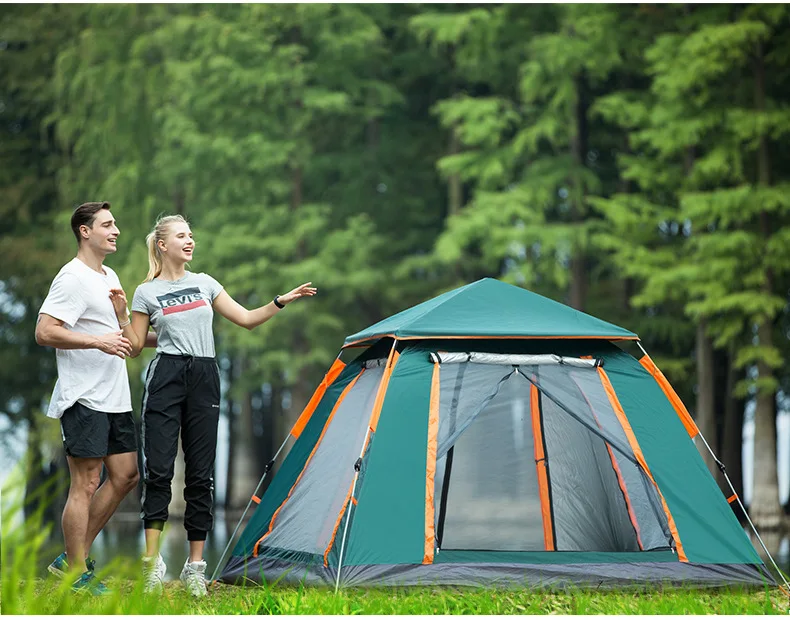 Tent outdoor 3-4 people beach thicker rainproof  camping automatic double camping speed open four tent