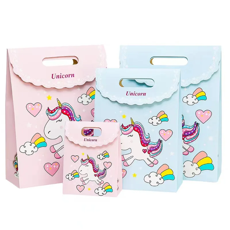 Animal Theme unicorn Kids Birthday Party Supplies Custom Unicorn Design Sweet Gift Candy Paper bags