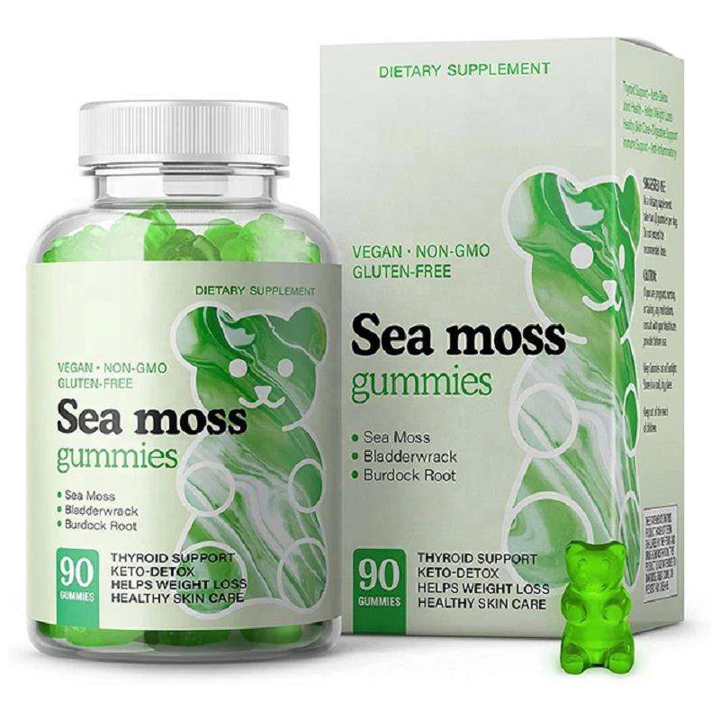 Private Label Organic Irish Bulk Bladderwrack Burdock Root Elderberry Vegan Seamoss Sea Moss Gummies