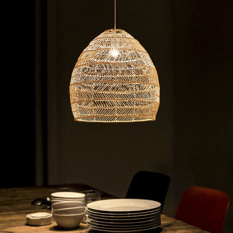 New Trend Handmade Wicker Rattan Hang Light Bamboo Pendant Lamp for Home Indoor or Hotel Lustre
