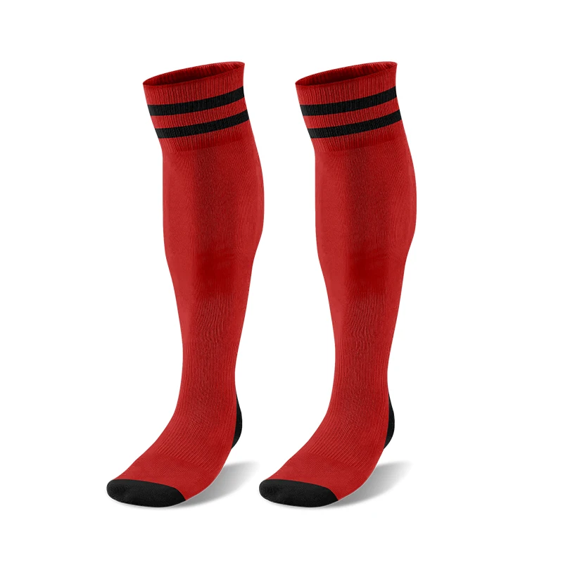 Hot high above the knee red black striped sports socks Red sports football socks breathable and customizable