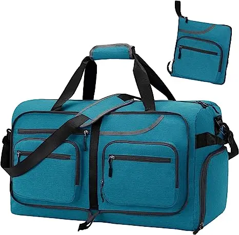 Travel Duffel Bag 65L  Foldable Travel Duffle Bag with Shoes Compartment and wet pocket