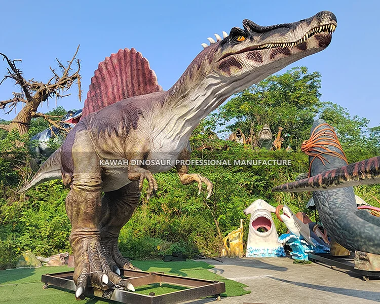 Lifelike Spinosaurus Statue 15 Meters Long Animatronic Dinosaur Spinosaurus Jurassic World Decoration