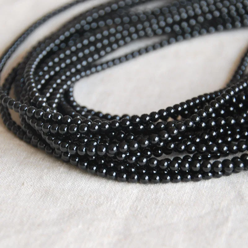 4mm round black onyx beads