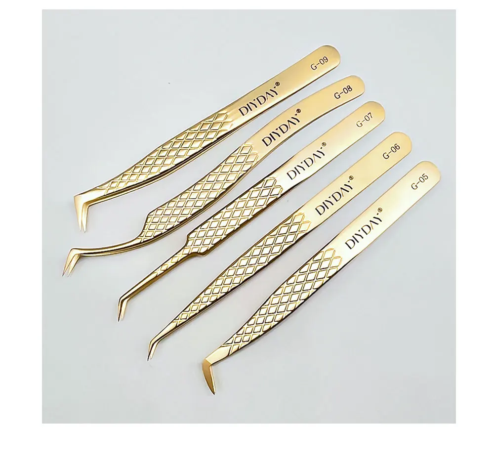 DIYDAY Eyelash Beauty & Tools Gold Stainless Steel Curved Tweezers for Eyelash Extension No reviews yet
