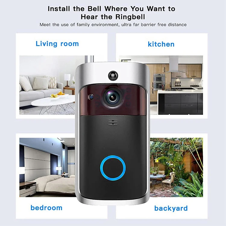 1080P Video Doorbell Camera Battery-Powered Smart Home Door Bell Wireless Chime Wifi Security Alarm Video Doorbell