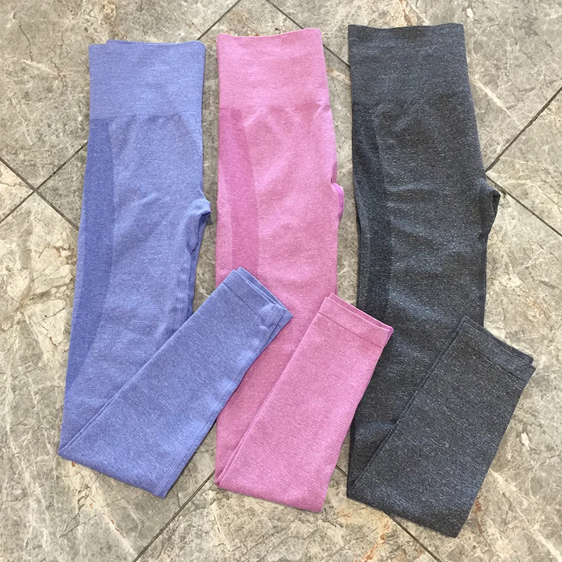 Women Gym Workout Yoga Leggings Athletic Apparel Yoga Pants Gym Grey Sport Workout Tights High Waist Seamless Leggings