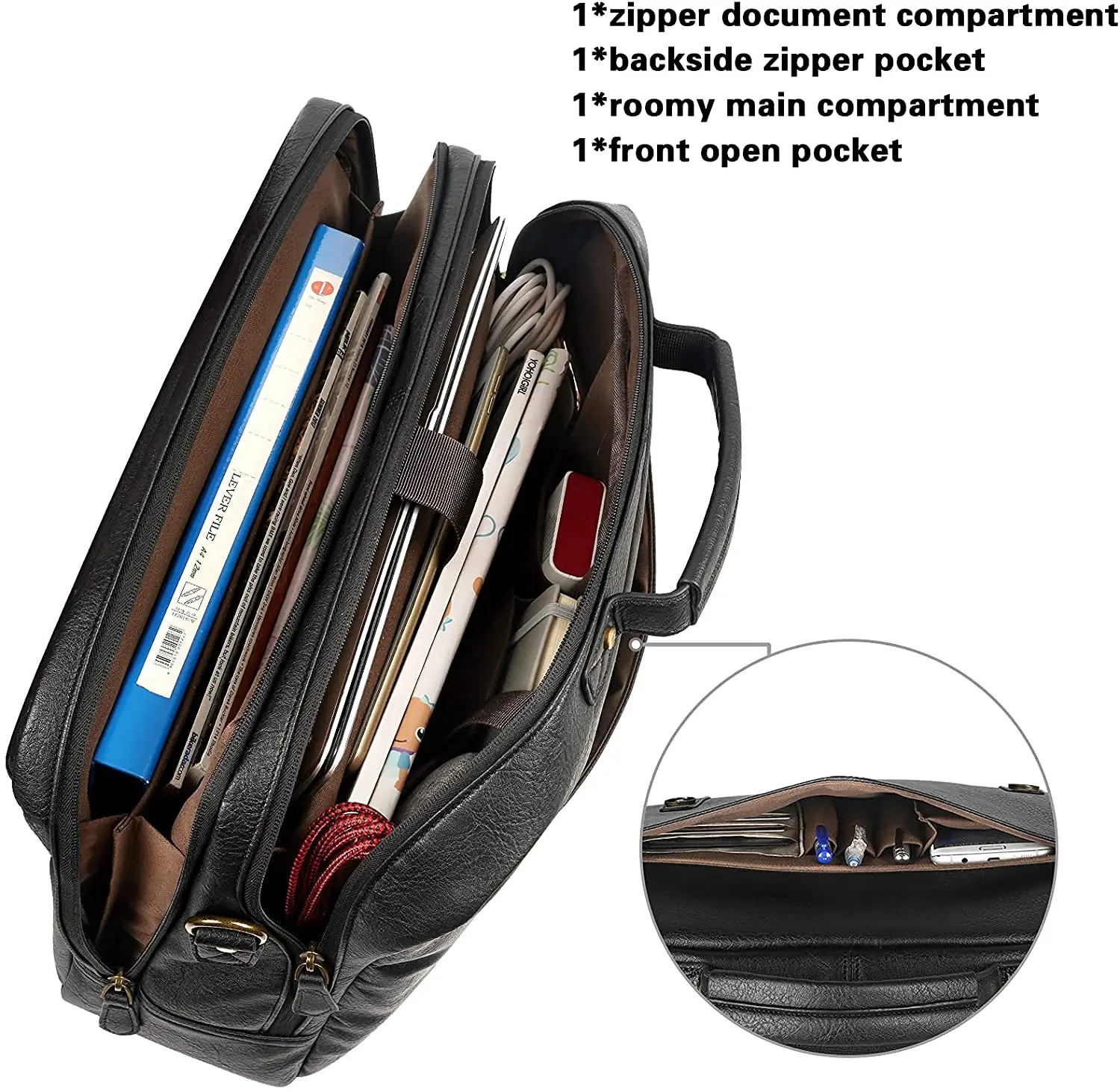 Wholesale Waterproof Handbags Crossbody Shoulder Travel Business Laptop Bag Men PU Leather Briefcase Bags For Men