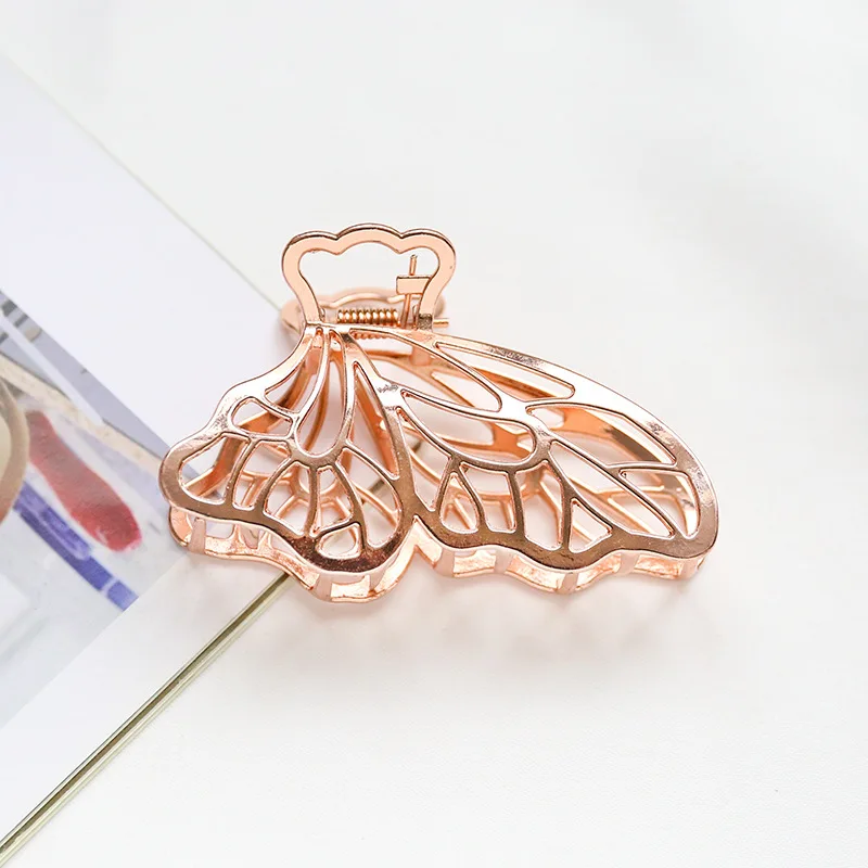 CLARMER Wholesale Simple  Fashion Hair Accessories Hollow  Plated Variety Colors Alloy Metal Butterfly Clips Hair Claw for Women