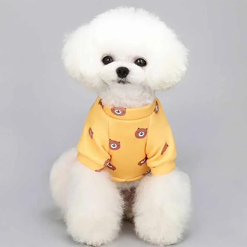 Pet supplies Cheap Comfort Breathable Cartoon Print cute Pet Dog winter Jumper T Shirt Clothes cotton dog clothes