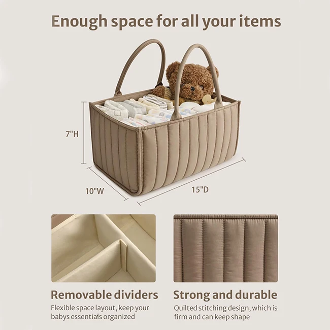 Wholesale Customized Logo Baby Diaper Caddy Basket Stylish Baby Diaper Caddy Organizer Storage Basket  for Newborn Baby