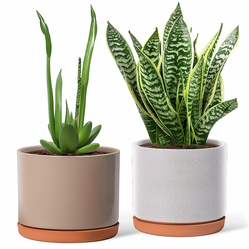 Modern Ceramic Cylinder round Flowerpot with Drainage Hole and Saucer for Indoor Home or Garden Matte Glazed Minimalist Style