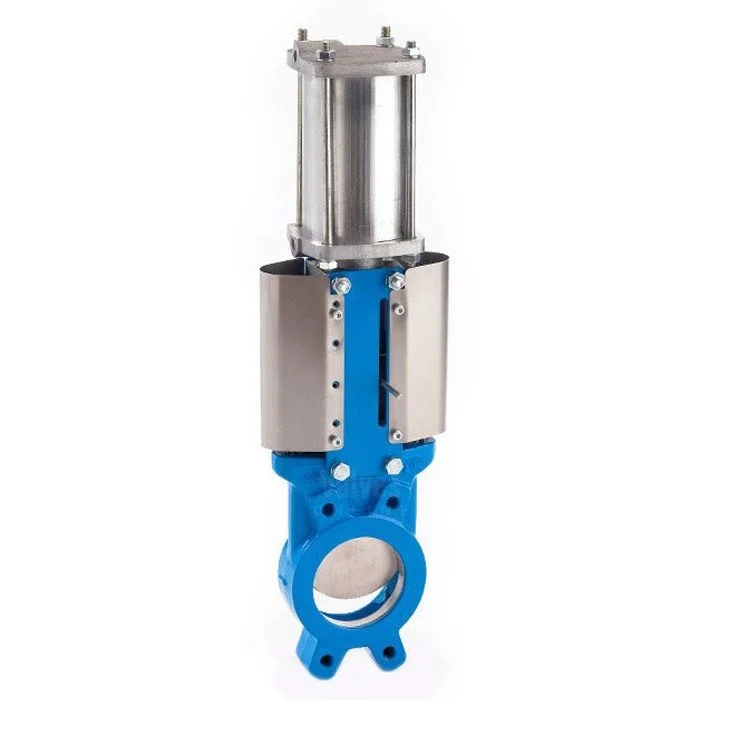 2 Inch Pneumatic Actuated Knife Gate Valve 10 Bar Rated Stainless Steel Cast Iron Valve