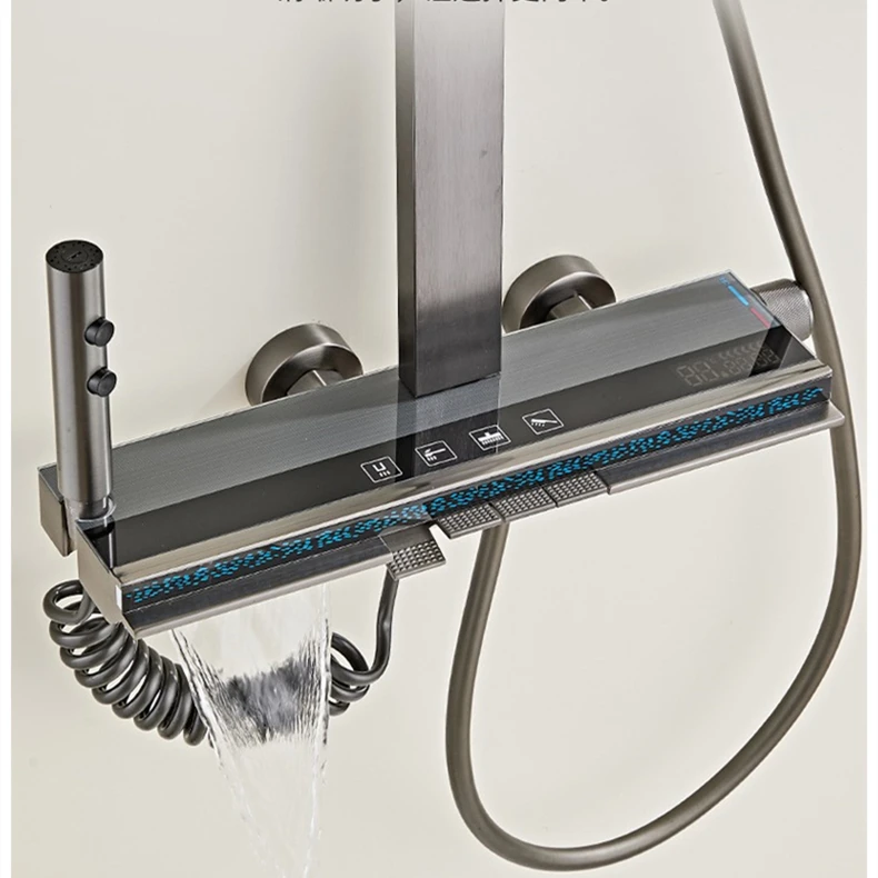 2024Modern Shower Bathroom Design Digital Display Luxury Showers Mixer Sets Thermostatic Shower Faucet Set Rain Dual Head System