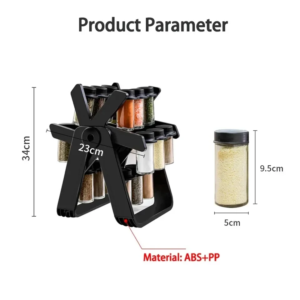 18 Cans Kitchen Cabinet Organizer Rack Ferris Wheel Seasoning Jar Basket