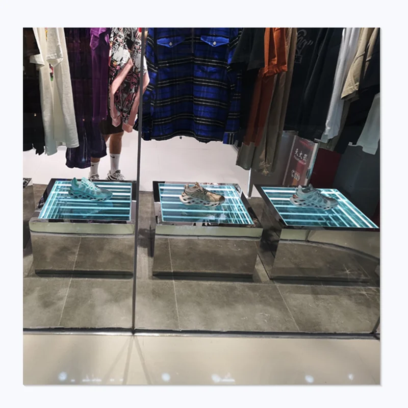 Custom Fashion Stainless Acrylic Display Box with LED Lights Ideal for Sportswear and Shoe Retailers