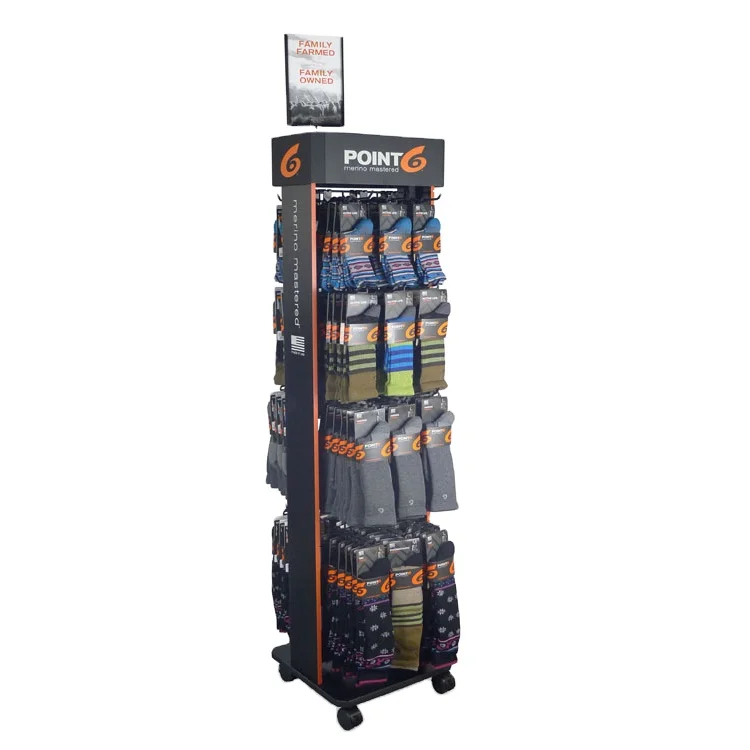 Creative Metal And Wood Freestanding Functional Shoe Socks Hanging Slatwall Display Fixtures