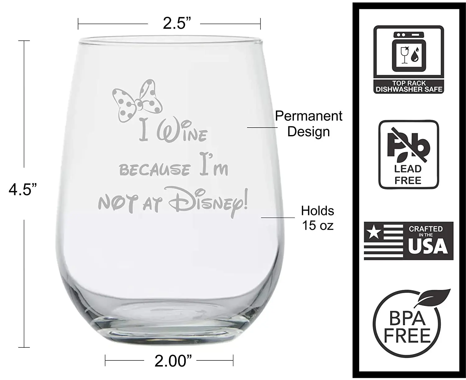 Crafted Wine Glass Wine NOT AT DISEN Exquisite Pattern 18 oz Capacity Red Wine Glass