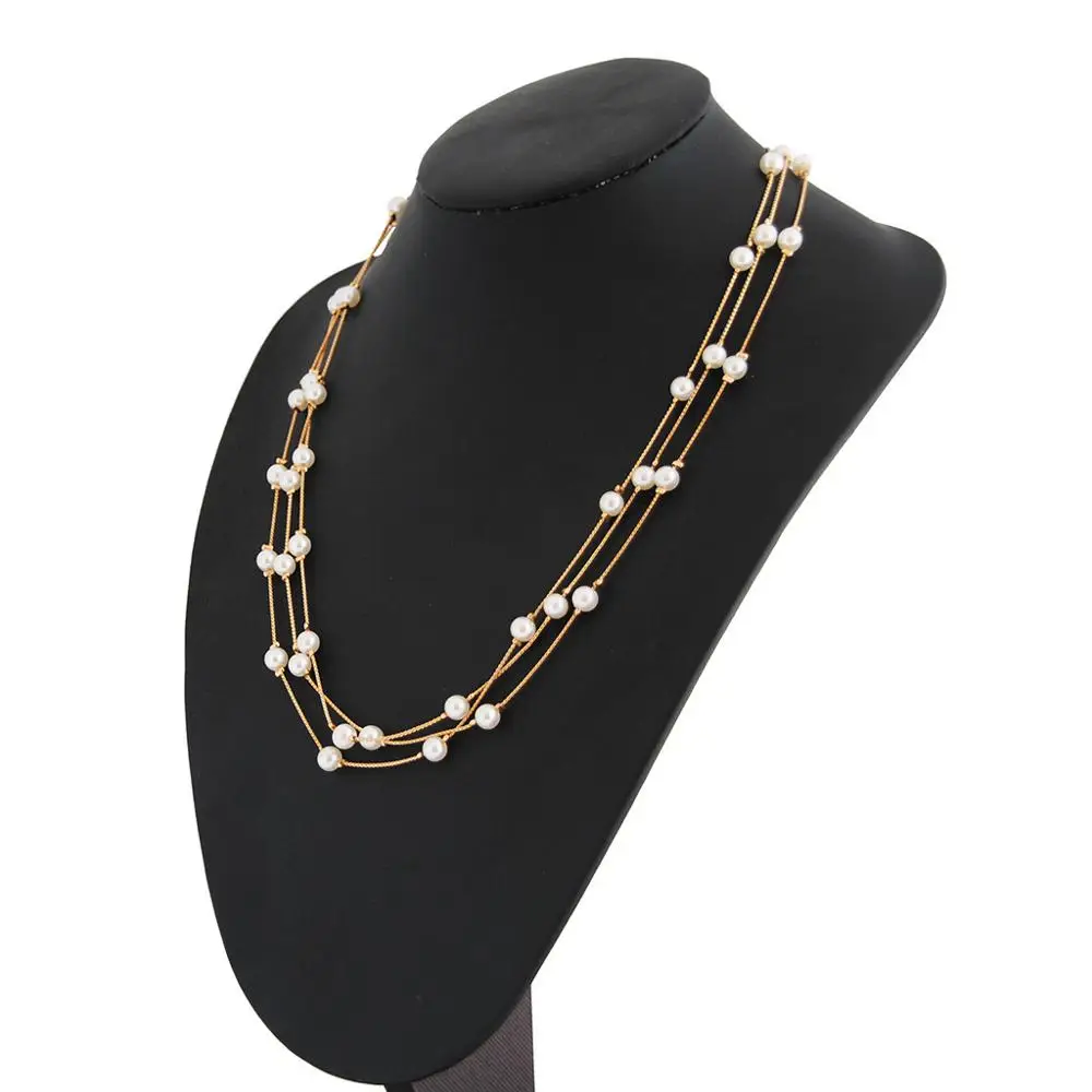 Long Double Layer Simulated Pearls LadIes Necklaces Clavicle Fashion Jewelry Sweater Chain Long Necklace For Women 2019 New