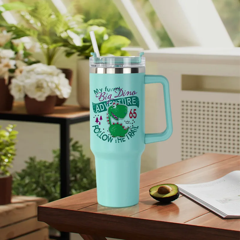 US Warehouse stocked H1.0 40oz Powder coated travel mug with handle Stainless Steel 40 oz Tumbler mix 6colors, 12pcs/ctn