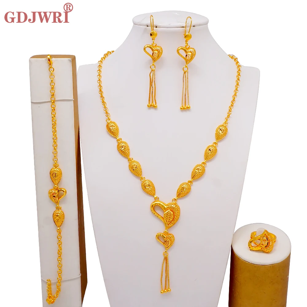 GDJWRI BJW147 luxury wholesale brass jewelry wedding jewelry sets 24k gold plated dubai  Africa necklace full sets