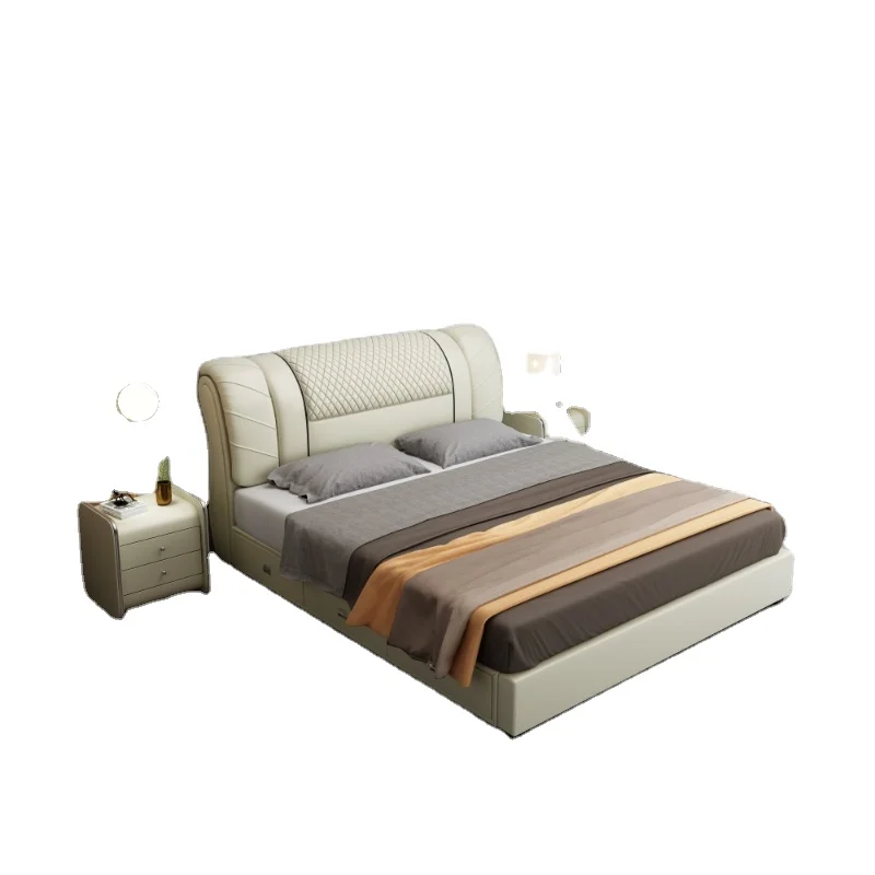 Italian light luxury fabric soft bag back modern simple 1.8*2 master bedroom wedding bed 1.5 meters high box storage bed