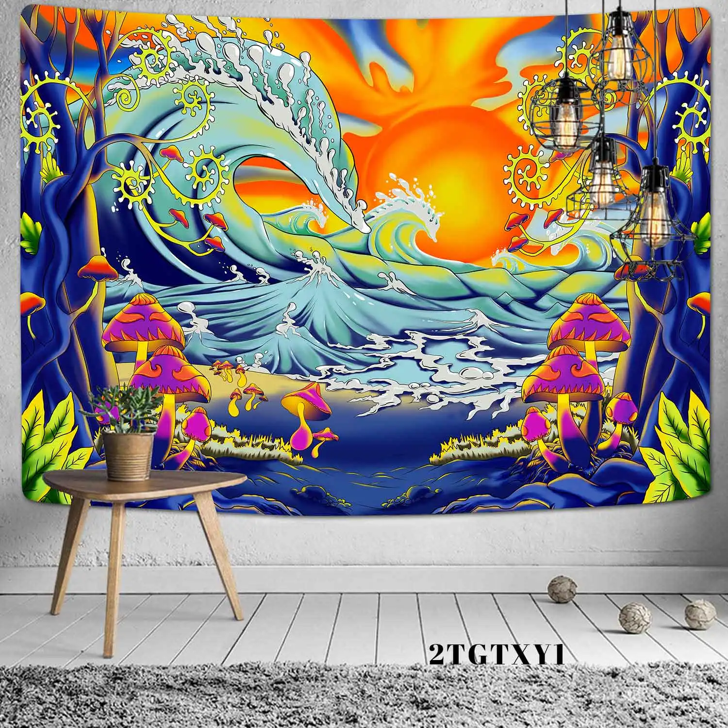 Psychedelic Castle Tapestry Dragon Cruise Ship Summer Sea Wall Hanging Tapestries for Living Room