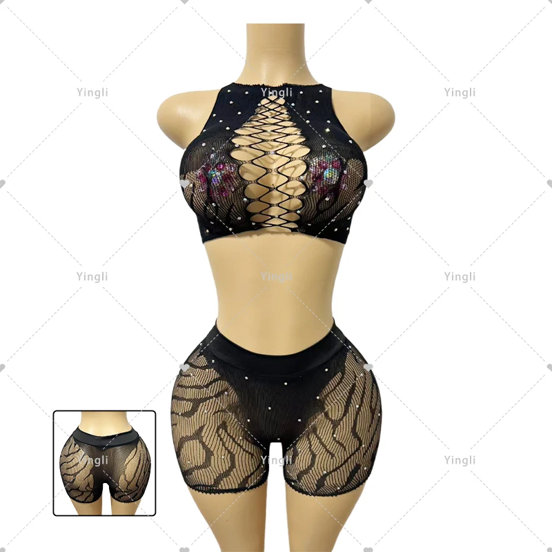 Yingli ave Outfits Retro swimwear Cheeky Strappy Side Shorts Panties Short Exotic Dancewear