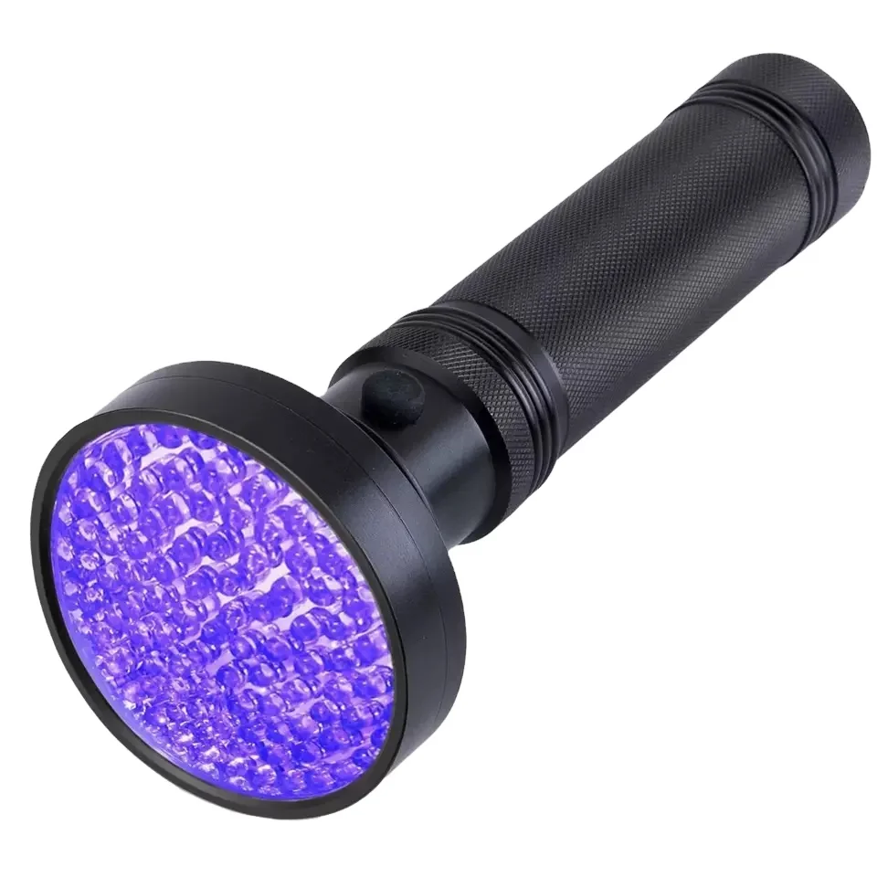 Aluminum High Power 6AA Battery 395nm UV Beast Black Light 100 LED Flashlight