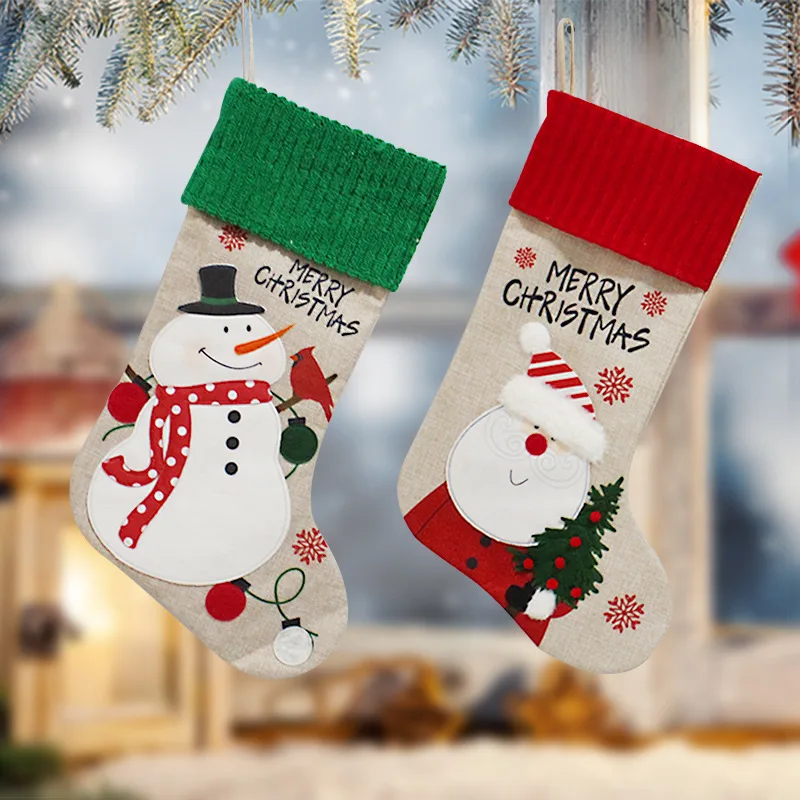 Christmas Stocking Candy Socks Christmas Tree Pendant Santa Man Snowman Gift Bag Christmas Socks Ornaments Festival Party Decor