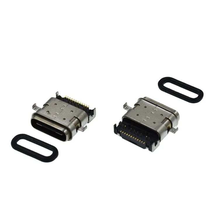 Mid Mount Hybrid IP67 Type C  24Pin Waterproof Female USB Receptacle Connector DIP+SMT PCB Connector China Supplier