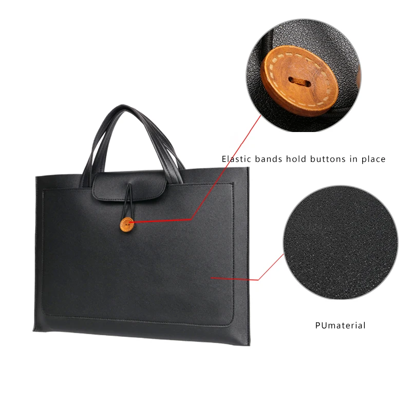 14 inch Laptop Sleeve bag durable pu leather for macbook case 10 12 13 tablet cover bag 15 inch notebook cover black