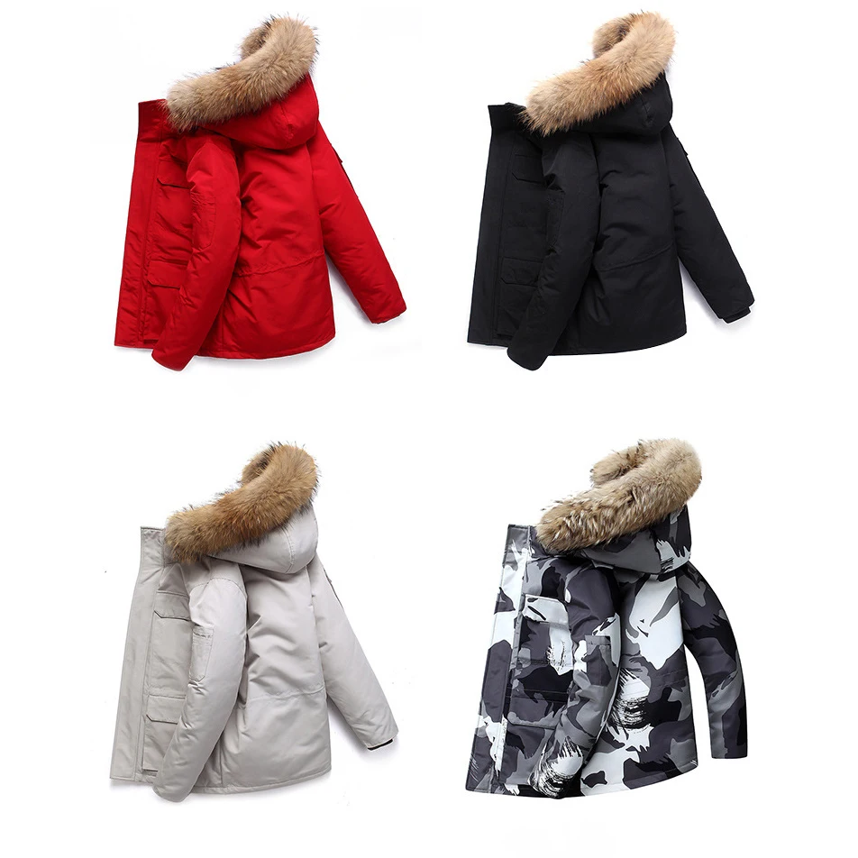 Warm Plus Velvet Thicken Windbreaker Parka Coats For Mens Custom Winter Windproof Fur Adults Men Thermal Soft Parka Jacket