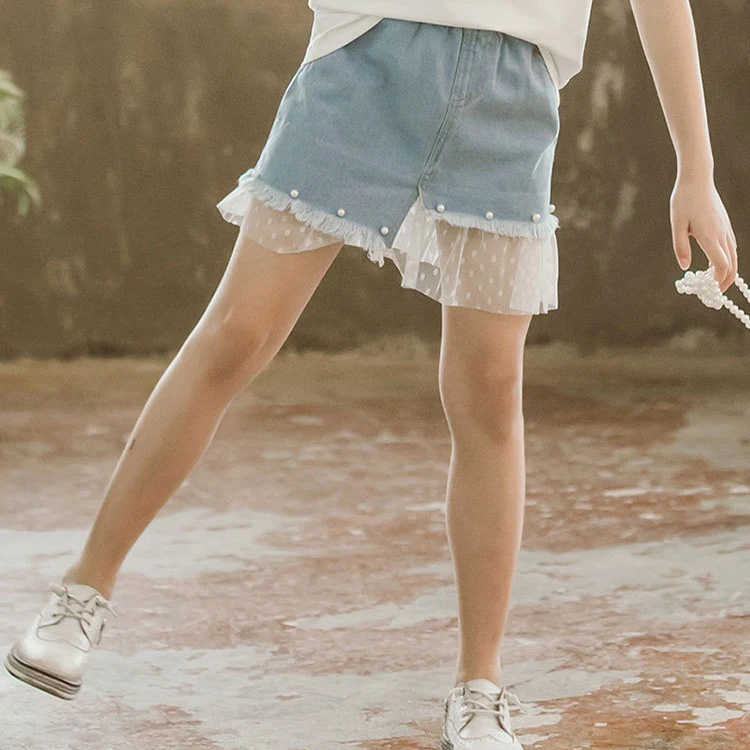 Lace 3D Skirt For 4 - 16 Yrs Teenage Girls 2020 New Summer Kids Clothes Fashion School Big Girl Denim Spring Simple Skirt