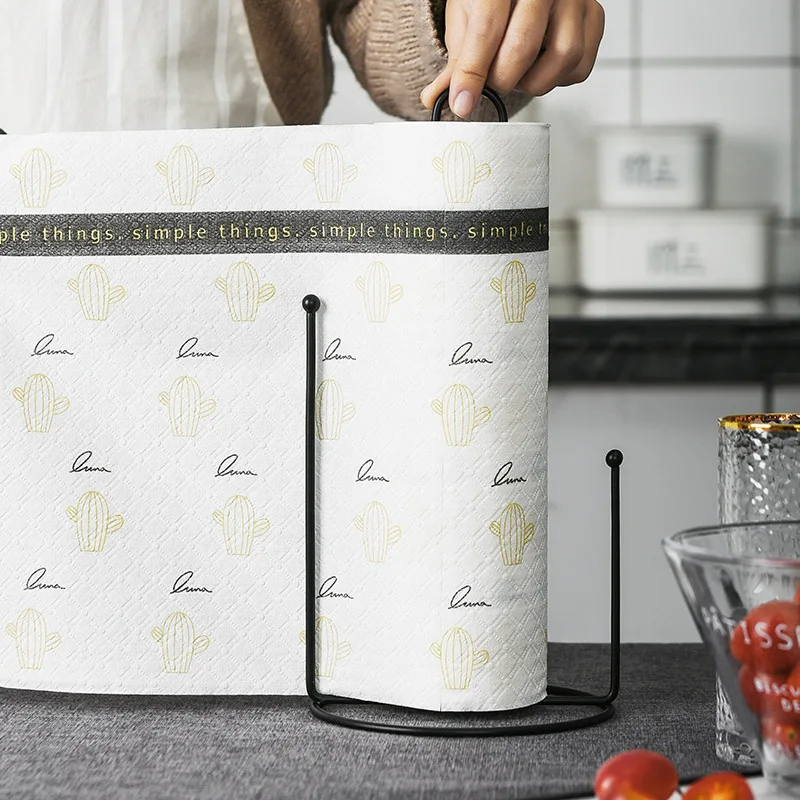 Bathroom Chrome Silver Metal Paper Towel Holder,Kitchen Countertop Round Iron Wire Paper Towel Holder Under Cabinet