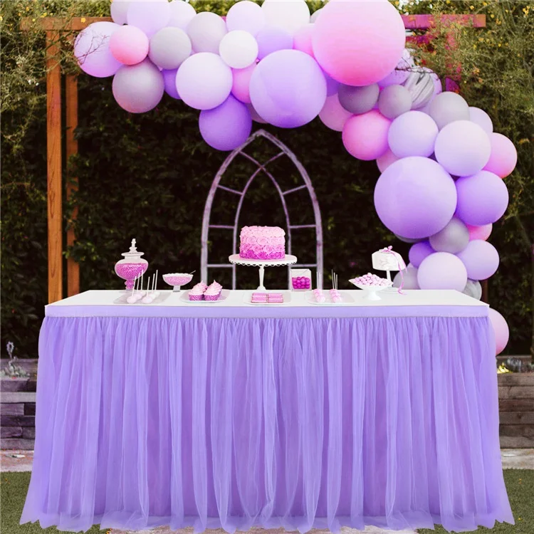  Decorative Banquet Birthday Buffet Tulle Square Table Skirts for Wedding Event