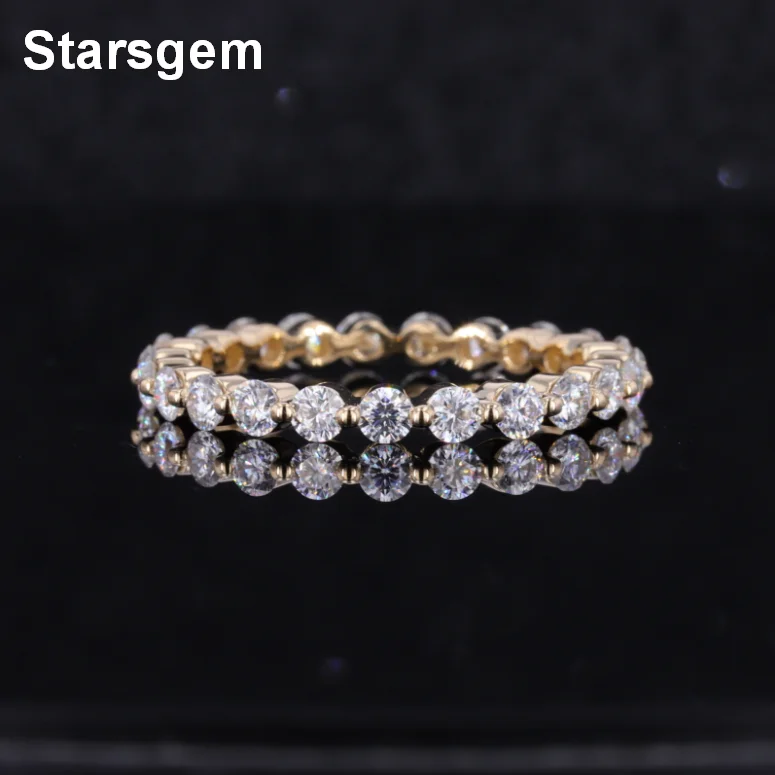 Starsgem Hot Selling Trendy Real 9K Gold Synthetic Diamond Simple Rings