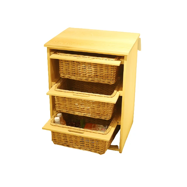 Hand Weave Rectangular Willow Wicker Storage Drawer Basket
