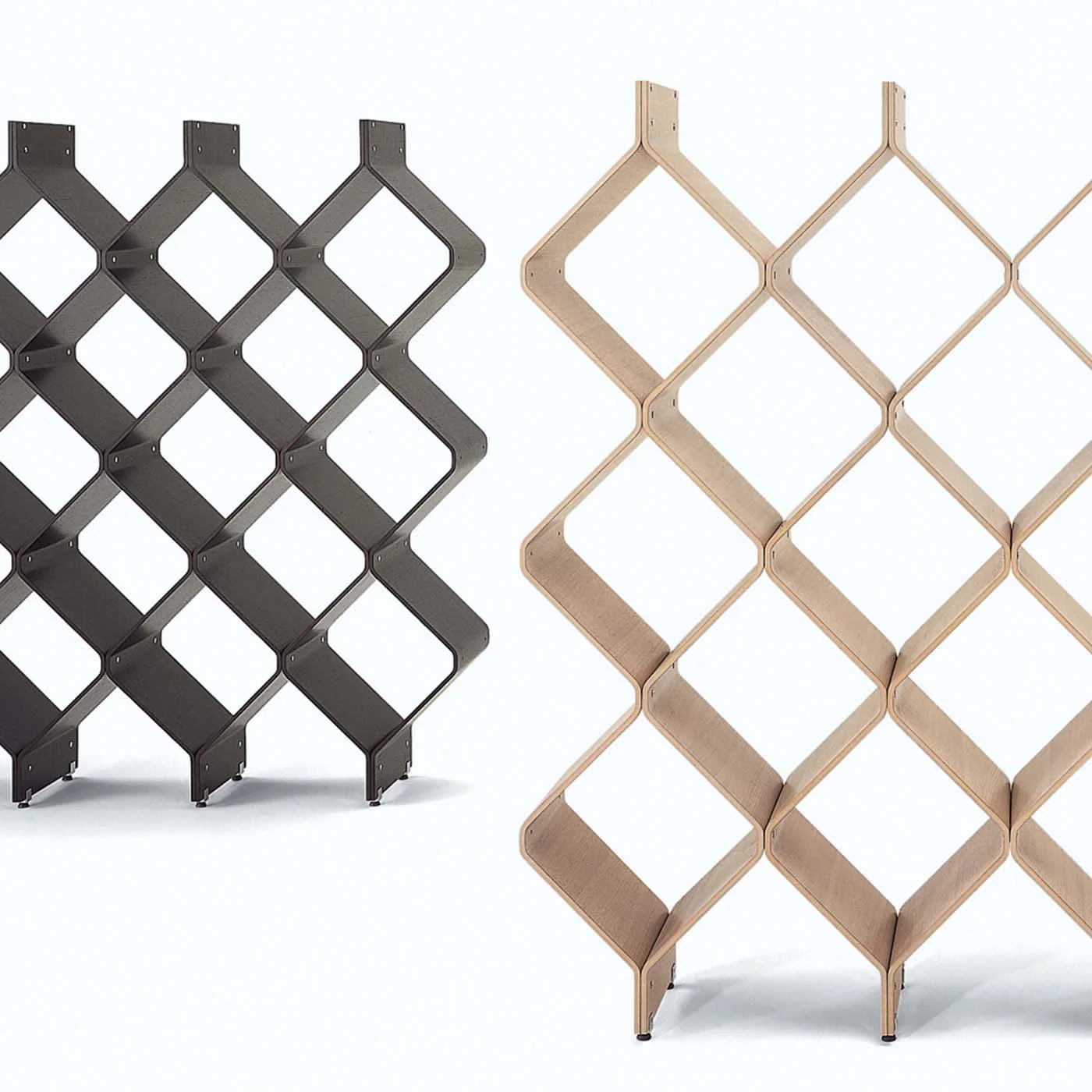 Unique Design Multifunctional Freecell Wooden Bookcase Self-supporting Curved Multi-layer Wood Room Divider Screen