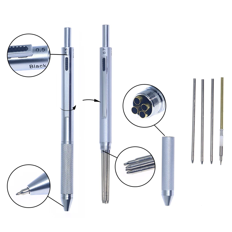  Многоцветная многофункциональная ручка-КПК 4 ядра автоматический карандаш 0 5 мм выдвижная шариковая ручка 3 в 1 механический