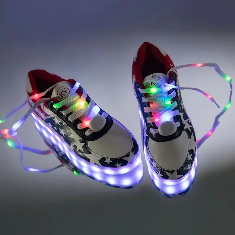 Custom Colorful HF LED Shoelaces Imitation Nylon Fluorescent Night Luminous Shoelaces Run Sports Shoelaces