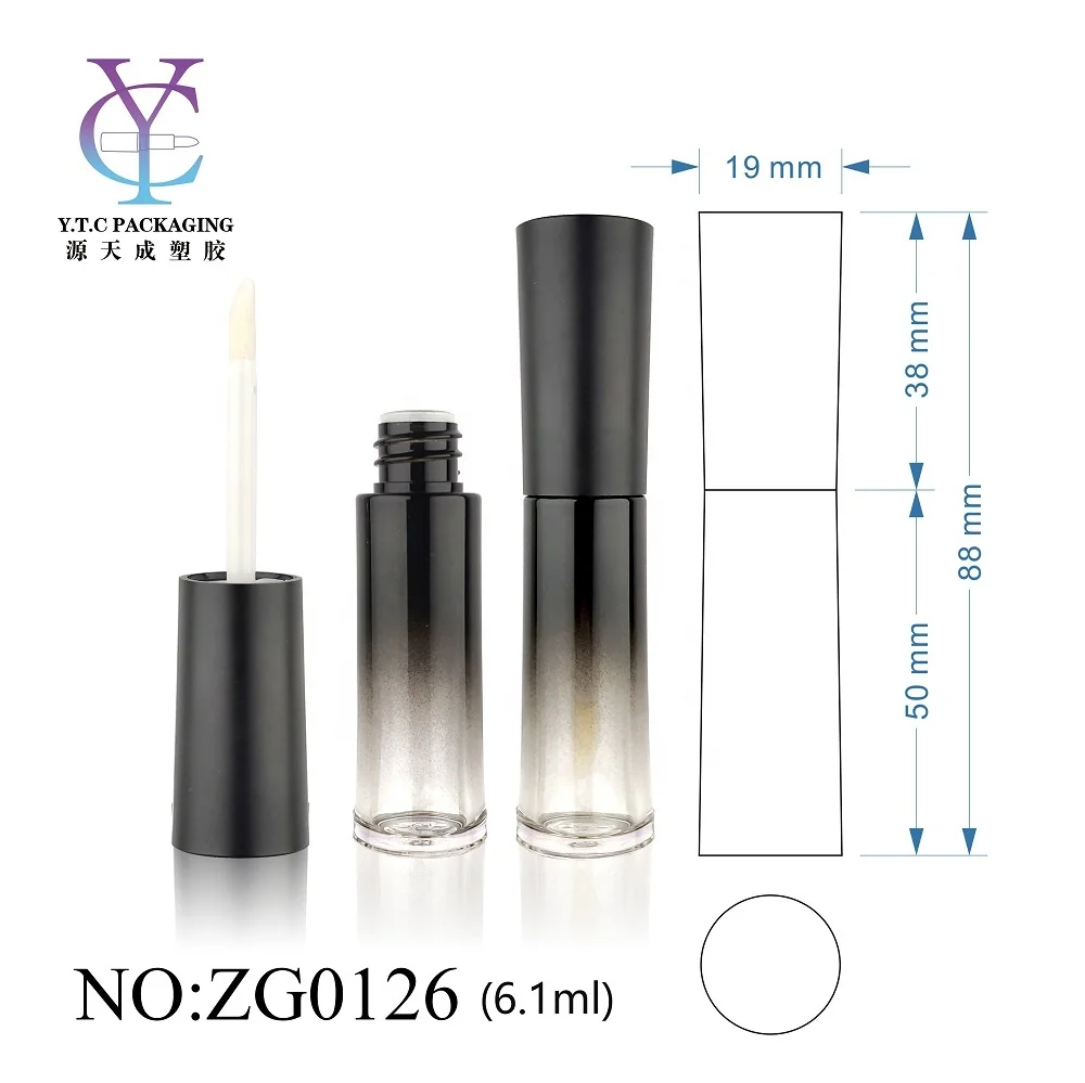 custom logo cosmetic wand tube packaging empty round shape lipgloss tube container with applicator