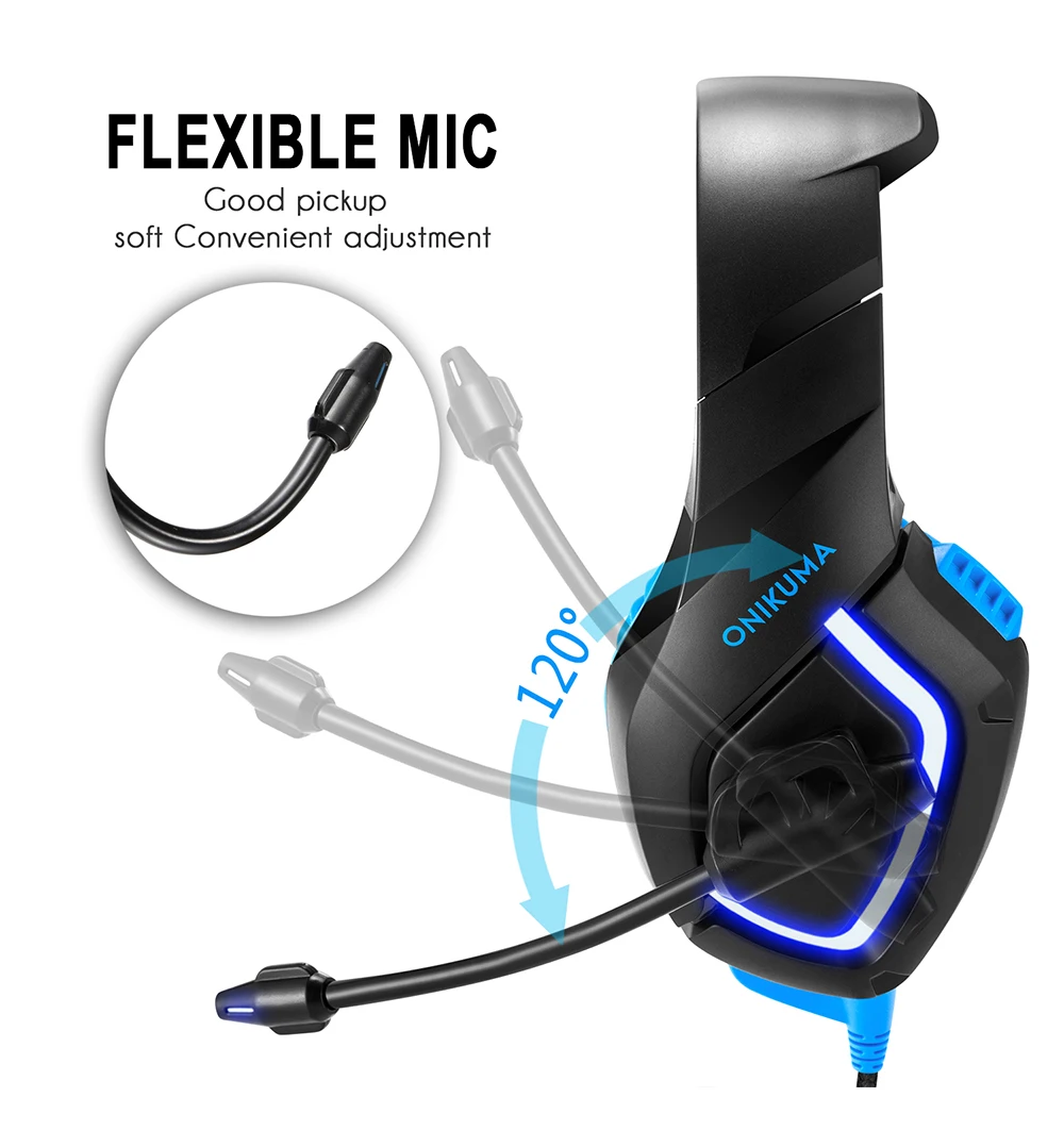 ONIKUMA Gaming Headset Over Ear Gaming Headphone with Microphone,Noise Canceling Stereo Sound Soft Memory Ear Cup for PC,PS4,PS5