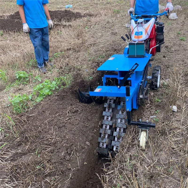 diesel tractor trenching machine digging cable trencher machine chain trencher mini hand tractor trencher for sale