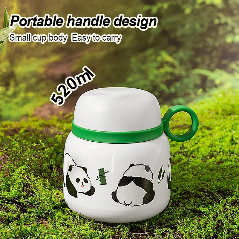 Cute Panda Insulated Food Jar Stainless Steel Lunch Box Portable Braised Beaker With Spoon