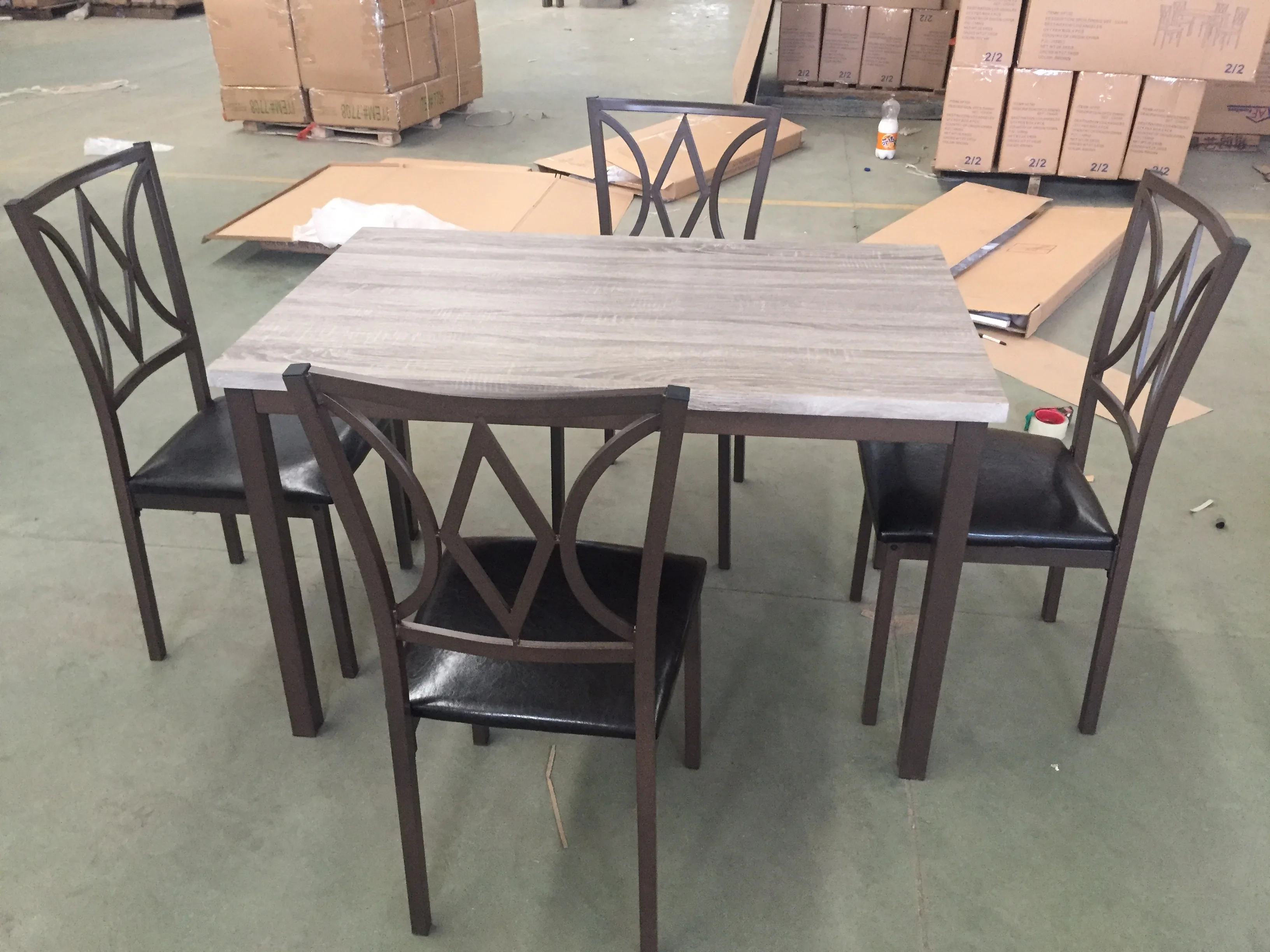 Faux marble top dinette sets restaurant bistro dining table 4 chairs sets manufacturer