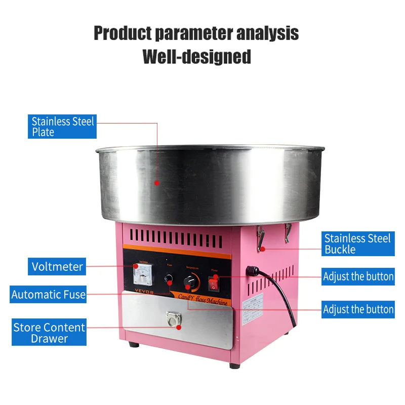 Maquina Algodao Doce Algodon De Azucar Professional Electric Commercial Sugar Floss Sweet Cotton Candy Maker Machine For Sale