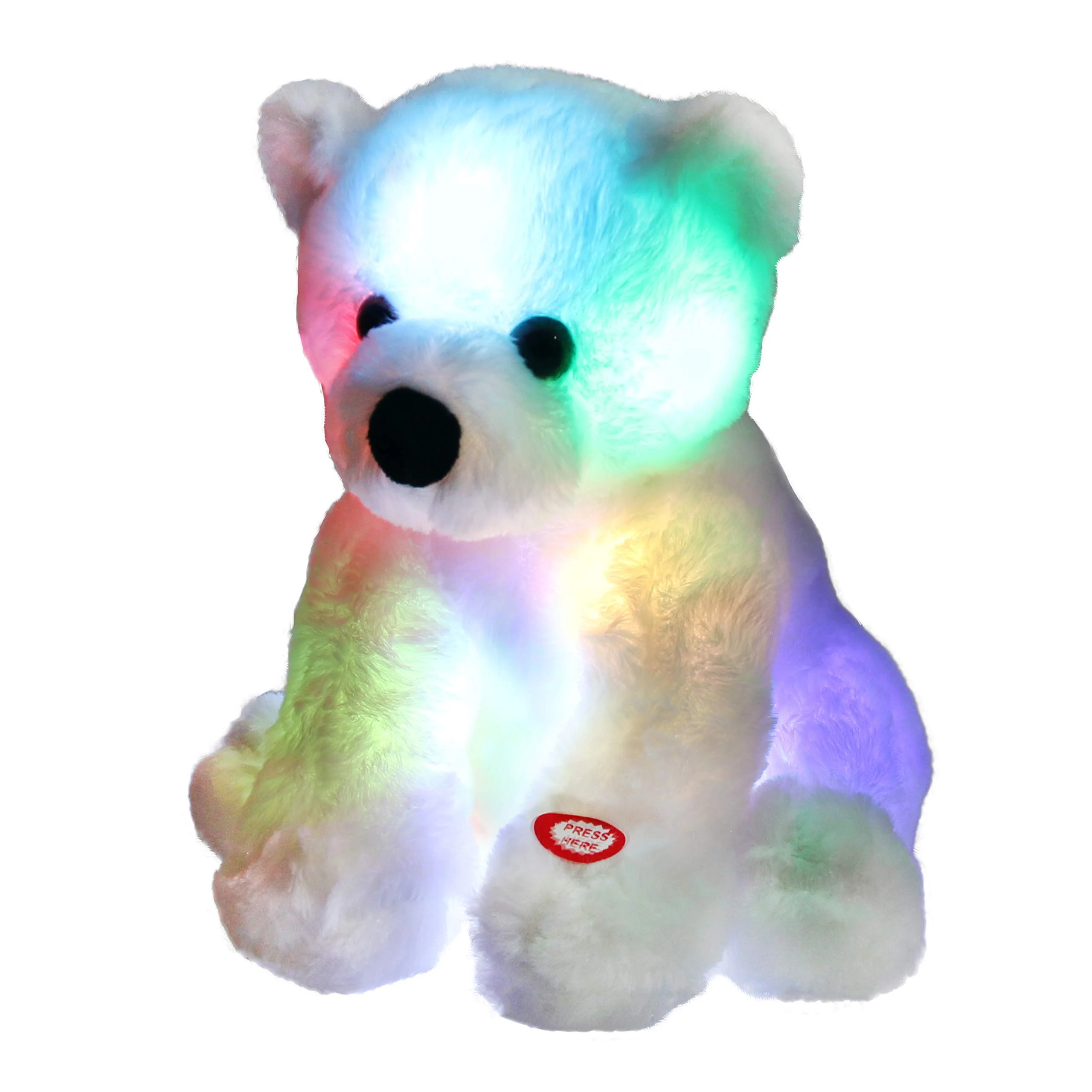 Bstaofy Glow Polar Bear LED Stuffed Animals Night Light Soft Plush Adorable Floppy Toy Gift for Kids on Christmas Birthday